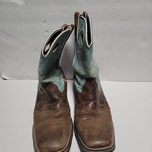 Lady Rebel by Durango Blue Powder n' Lace Saddle Western Boots Women Size 9.5 M